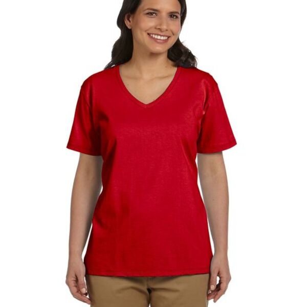 Ladies' 5.2 oz. ComfortSoft® V-Neck Cotton T-Shirt Thumbnail